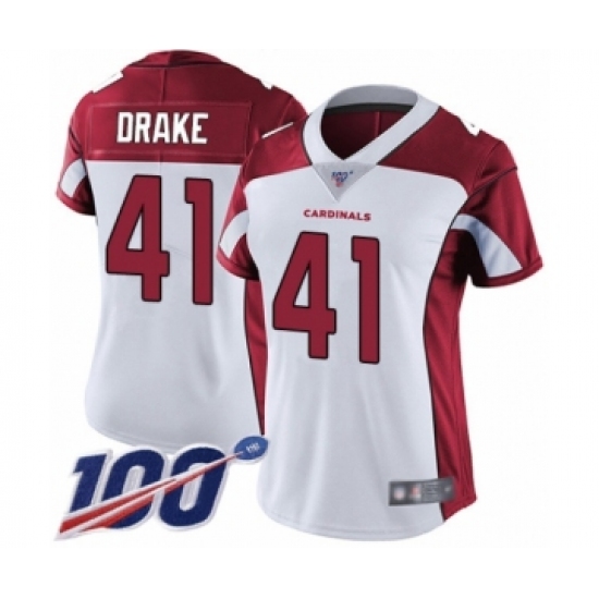 Women's Arizona Cardinals #41 Kenyan Drake White Vapor Untouchable Limited Player 100th Season Football Jersey - Ujersey