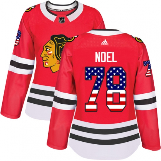 Women's Adidas Chicago Blackhawks #78 Nathan Noel Authentic Red USA Flag Fashion NHL Jersey - Ujersey