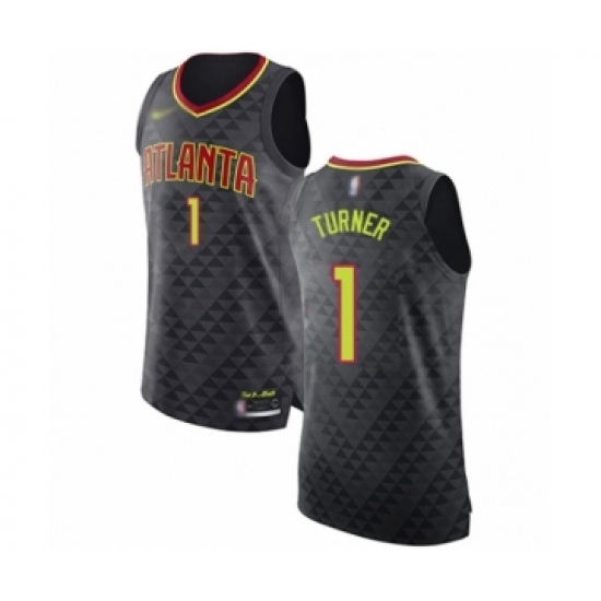 Men's Atlanta Hawks #1 Evan Turner Authentic Black Basketball Jersey - Icon Edition