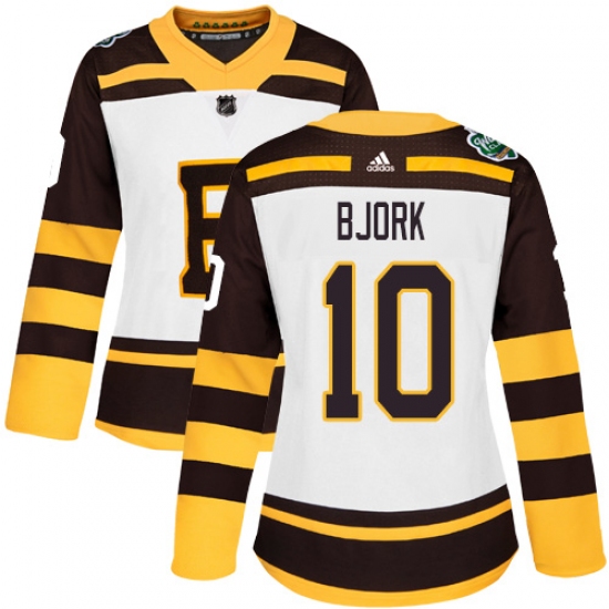 Women's Adidas Boston Bruins #10 Anders Bjork Authentic White 2019 Winter Classic NHL Jersey - Ujersey