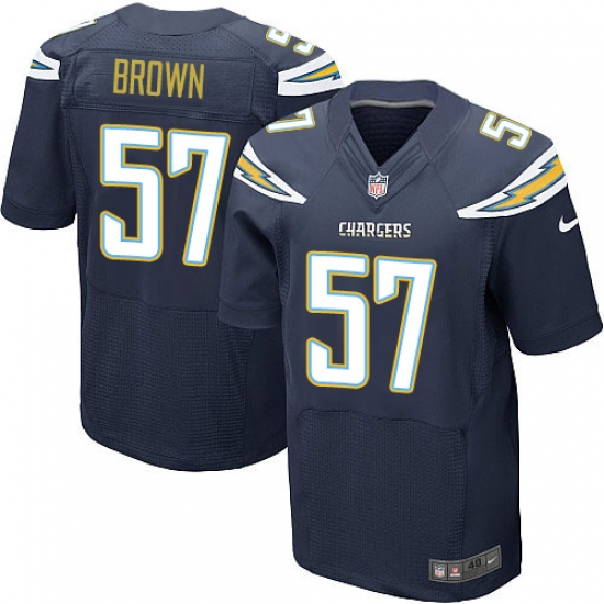 Men's Nike Los Angeles Chargers #57 Jatavis Brown Elite Navy Blue Team Color NFL Jersey - Ujersey