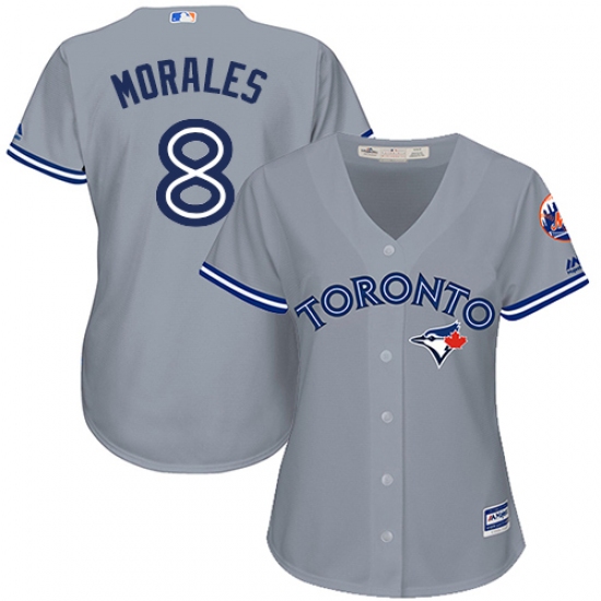 Women's Majestic Toronto Blue Jays #8 Kendrys Morales Replica Grey Road MLB Jersey - Ujersey