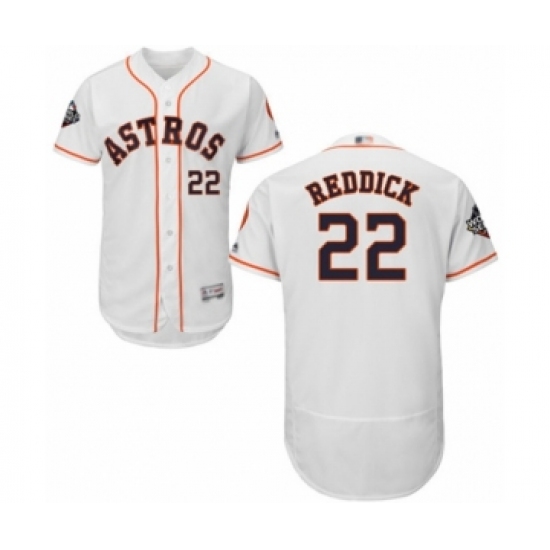 Men's Houston Astros #22 Josh Reddick White Home Flex Base Authentic Collection 2019 World Series Bound Baseball Jersey - Ujersey