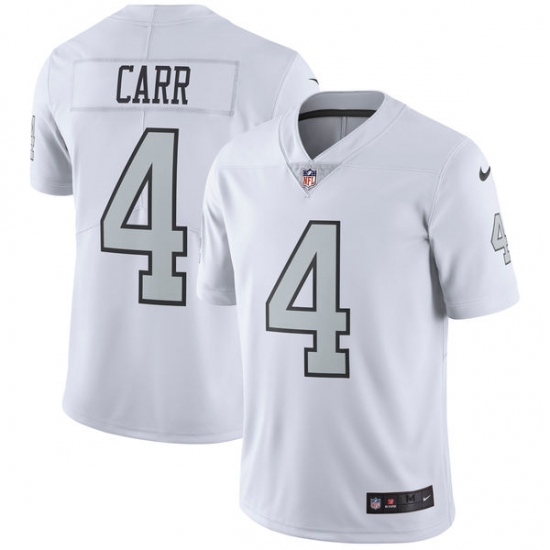 Youth Nike Oakland Raiders #4 Derek Carr Limited White Rush Vapor Untouchable NFL Jersey