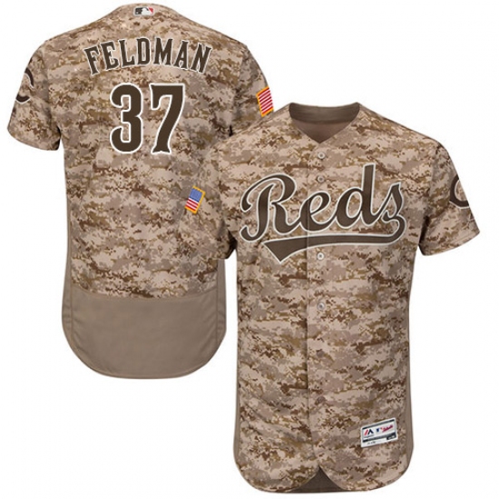 Men's Majestic Cincinnati Reds #37 Scott Feldman Camo Flexbase Authentic Collection MLB Jersey - Ujersey