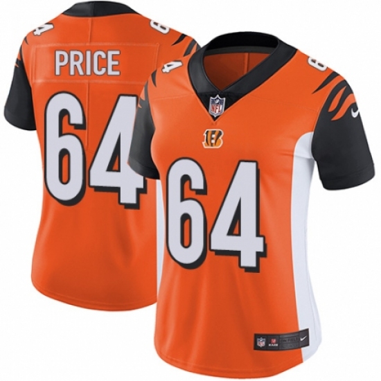 Women's Nike Cincinnati Bengals #64 Billy Price Orange Alternate Vapor Untouchable Limited Player NFL Jersey - Ujersey