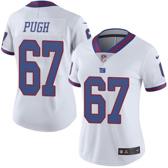 Women's Nike New York Giants #67 Justin Pugh Limited White Rush Vapor Untouchable NFL Jersey - Ujersey