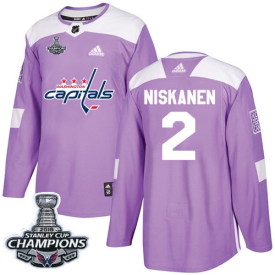 Men's Adidas Washington Capitals #2 Matt Niskanen Authentic Purple Fights Cancer Practice 2018 Stanley Cup Final Champions NHL Jersey - Ujersey