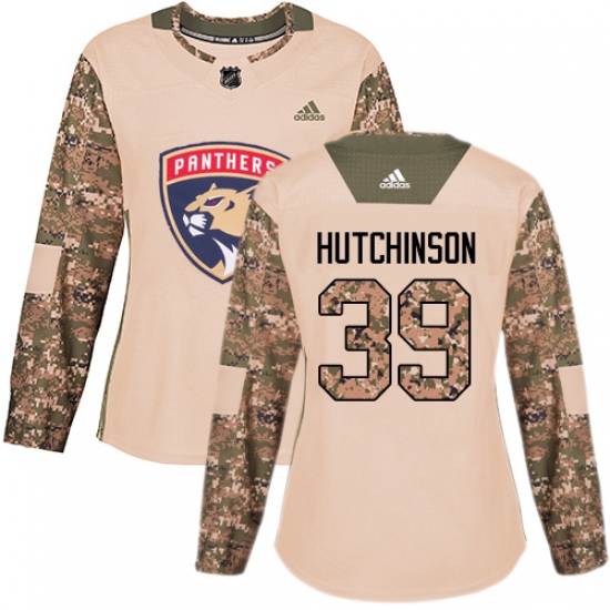 Women's Adidas Florida Panthers #39 Michael Hutchinson Authentic Camo Veterans Day Practice NHL Jersey - Ujersey