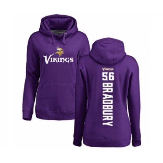 Football Women's Minnesota Vikings #56 Garrett Bradbury Purple Backer Pullover Hoodie - Ujersey