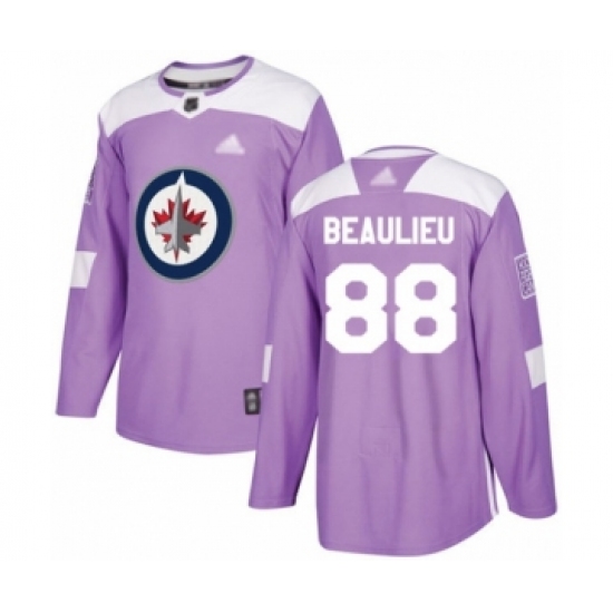 Youth Winnipeg Jets #88 Nathan Beaulieu Authentic Purple Fights Cancer Practice Hockey Jersey - Ujersey