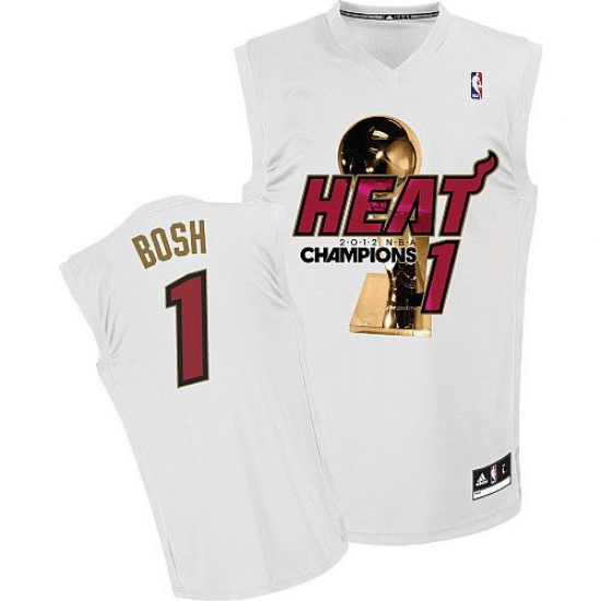Men's Adidas Miami Heat #1 Chris Bosh Authentic White Finals Champions NBA Jersey - Ujersey