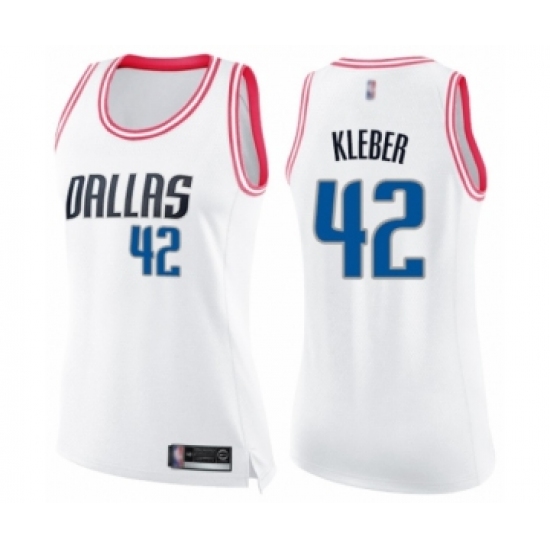 Women's Dallas Mavericks #42 Maxi Kleber Swingman White Pink Fashion Basketball Jersey - Ujersey