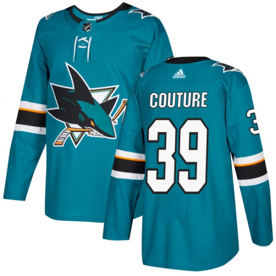 Men's Adidas San Jose Sharks #39 Logan Couture Premier Teal Green Home NHL Jersey - Ujersey