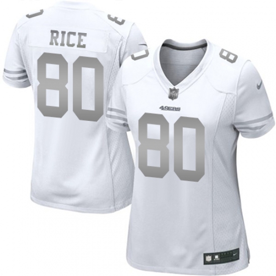 Women's Nike San Francisco 49ers #80 Jerry Rice Limited White Platinum NFL Jersey - Ujersey