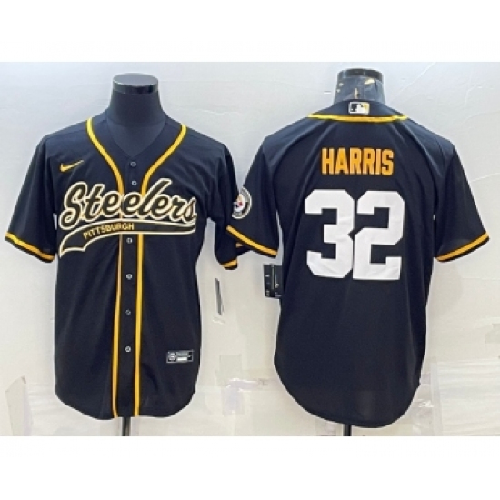 Men's Pittsburgh Steelers #32 Franco Harris Black With Patch Cool Base Stitched Baseball Jerseys - Ujersey