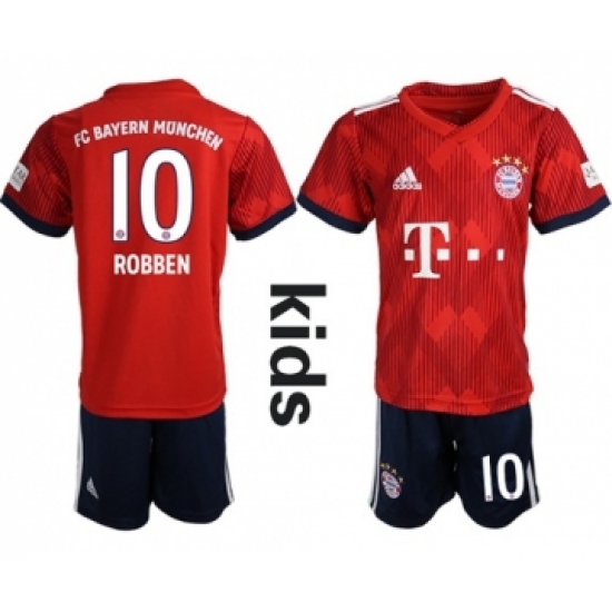 Bayern Munchen #10 Robben Home Kid Soccer Club Jersey