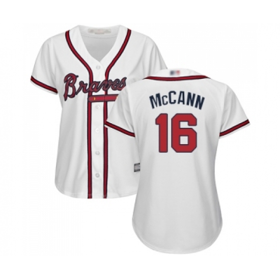 Women's Atlanta Braves #16 Brian McCann Replica White Home Cool Base Baseball Jersey - Ujersey