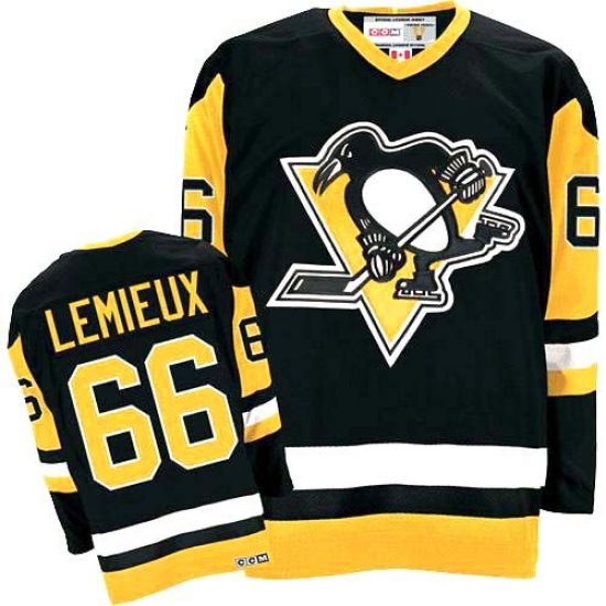 Youth CCM Pittsburgh Penguins #66 Mario Lemieux Premier Black Throwback NHL Jersey - Ujersey