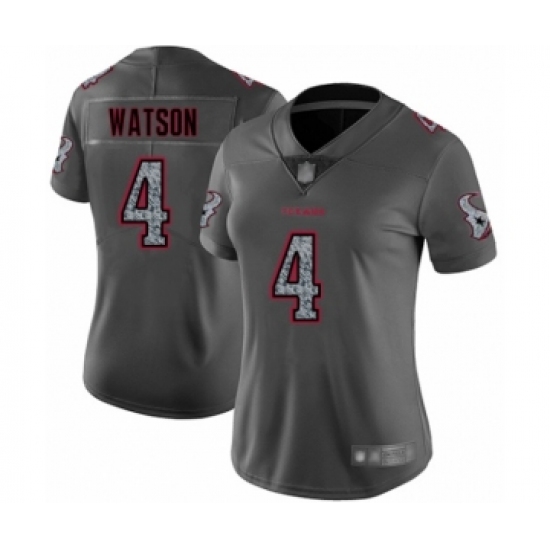 Women's Houston Texans #4 Deshaun Watson Limited Gray Static Fashion Football Jersey - Ujersey