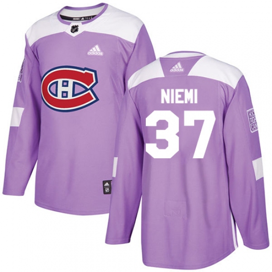 Youth Adidas Montreal Canadiens #37 Antti Niemi Authentic Purple Fights Cancer Practice NHL Jersey - Ujersey