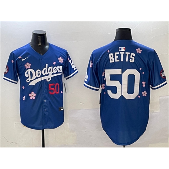 Men's Los Angeles Dodgers #50 Mookie Betts Royal 2025 Tokyo Series Limited Stitched Baseball Jersey - Ujersey