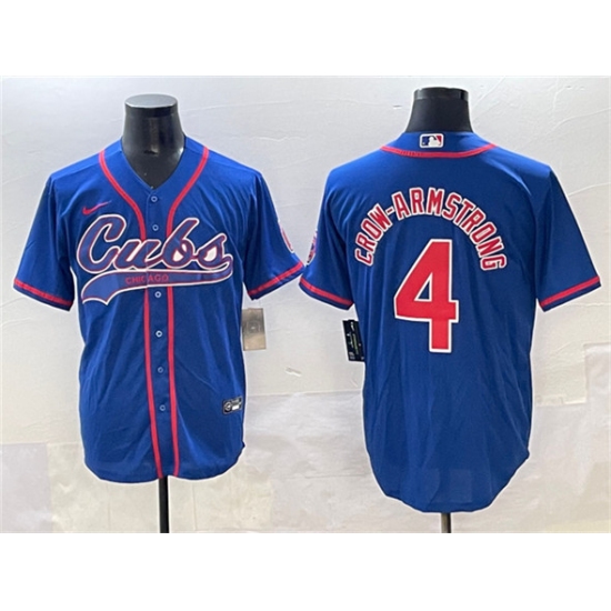 Men's Chicago Cubs #4 Pete Crow-Armstrong Royal Cool Base Stitched Baseball Jersey - Ujersey