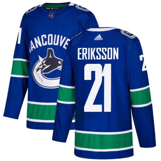 Youth Adidas Vancouver Canucks #21 Loui Eriksson Authentic Blue Home NHL Jersey - Ujersey