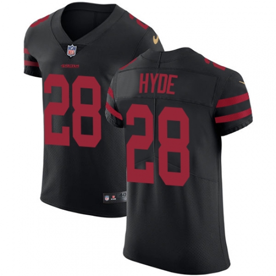 Men's Nike San Francisco 49ers #28 Carlos Hyde Black Alternate Vapor Untouchable Elite Player NFL Jersey - Ujersey