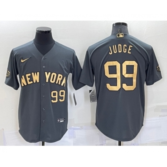 Men's New York Yankees #99 Aaron Judge Number Grey 2022 All Star Stitched Cool Base Nike Jersey - Ujersey