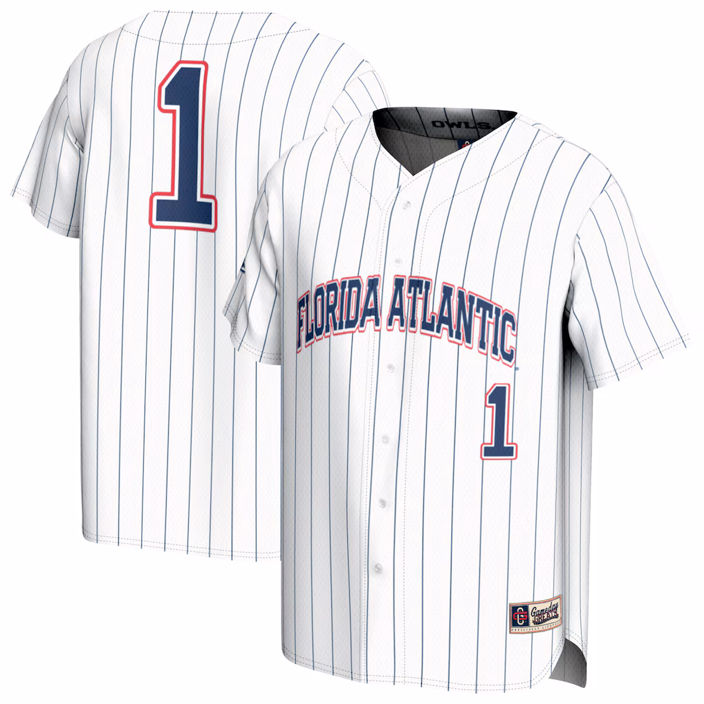 Unisex GameDay Greats White #1 Florida Atlantic Owls Collegiate Baseball Fashion Jersey - SUjersey01