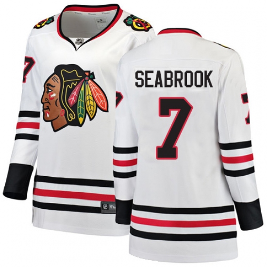 Women's Chicago Blackhawks #7 Brent Seabrook Authentic White Away Fanatics Branded Breakaway NHL Jersey - Ujersey