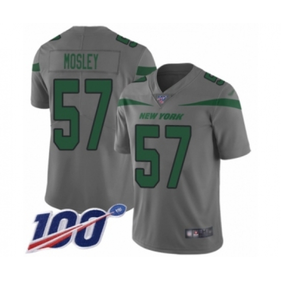 Youth New York Jets #57 C.J. Mosley Limited Gray Inverted Legend 100th Season Football Jersey - Ujersey