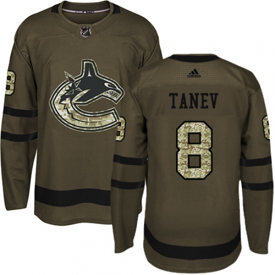 Youth Adidas Vancouver Canucks #8 Christopher Tanev Premier Green Salute to Service NHL Jersey - Ujersey