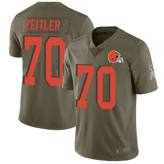 Men's Nike Cleveland Browns #70 Kevin Zeitler Limited Olive 2017 Salute to Service NFL Jersey - Ujersey