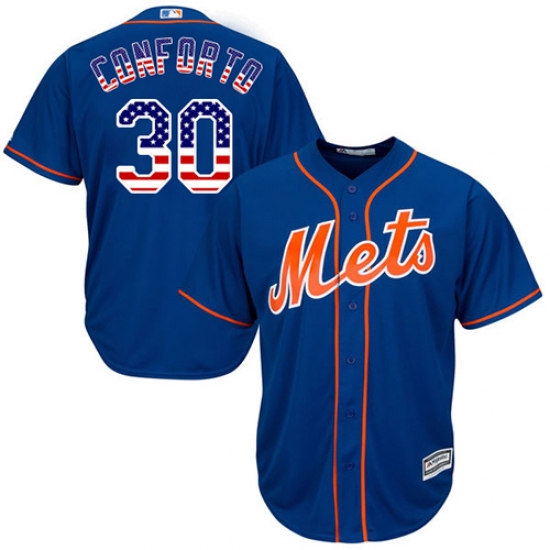 Men's Majestic New York Mets #30 Michael Conforto Authentic Royal Blue USA Flag Fashion MLB Jersey - Ujersey