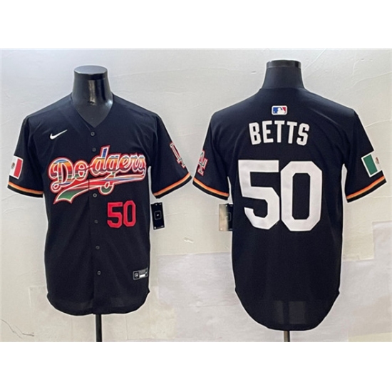 Men's Los Angeles Dodgers #50 Mookie Betts Black Mexico Limited Stitched Baseball Jersey - Ujersey