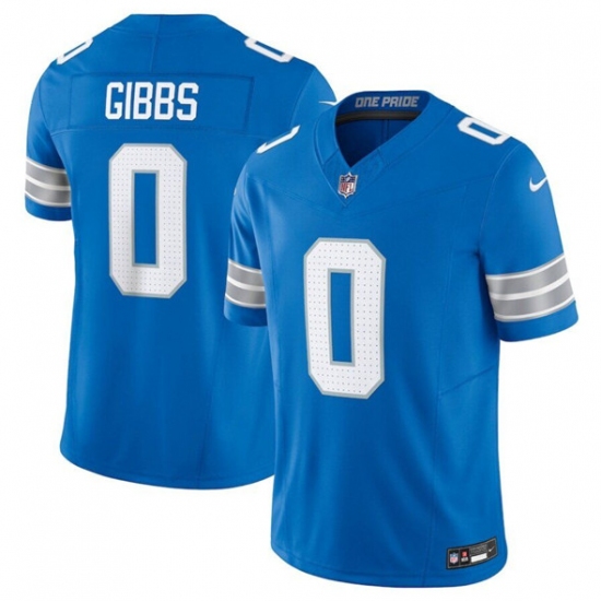 Men's Detroit Lions #0 Jahymr Gibbs Blue 2025 F.U.S.E. Vapor Limited Football Stitched Jersey - Ujersey