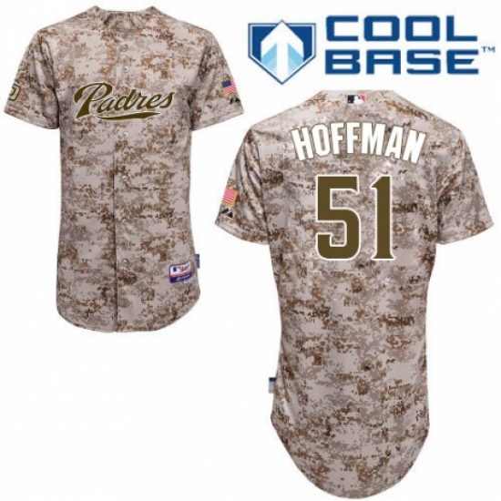 Men's Majestic San Diego Padres #51 Trevor Hoffman Authentic Camo Alternate 2 Cool Base MLB Jersey - Ujersey