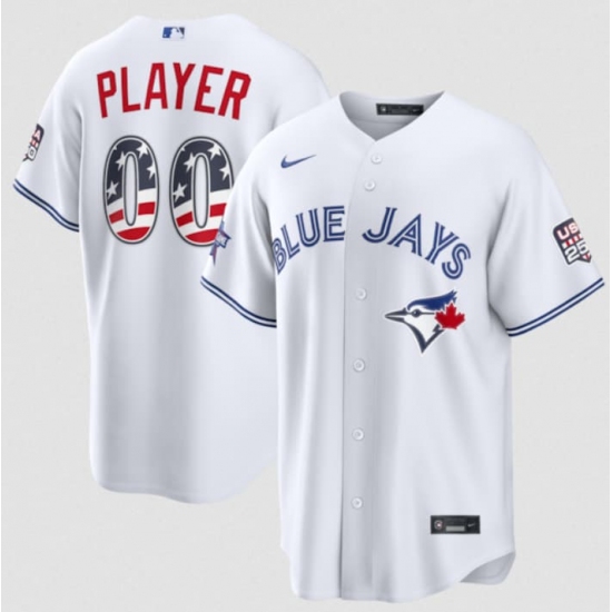 Men's Toronto Blue Jays Active Player Custom White 2026 All-Star Edition Stars & Stripes & USA 250 Fourth of July Home Stadium Stitched Baseball Jersey - Ujersey