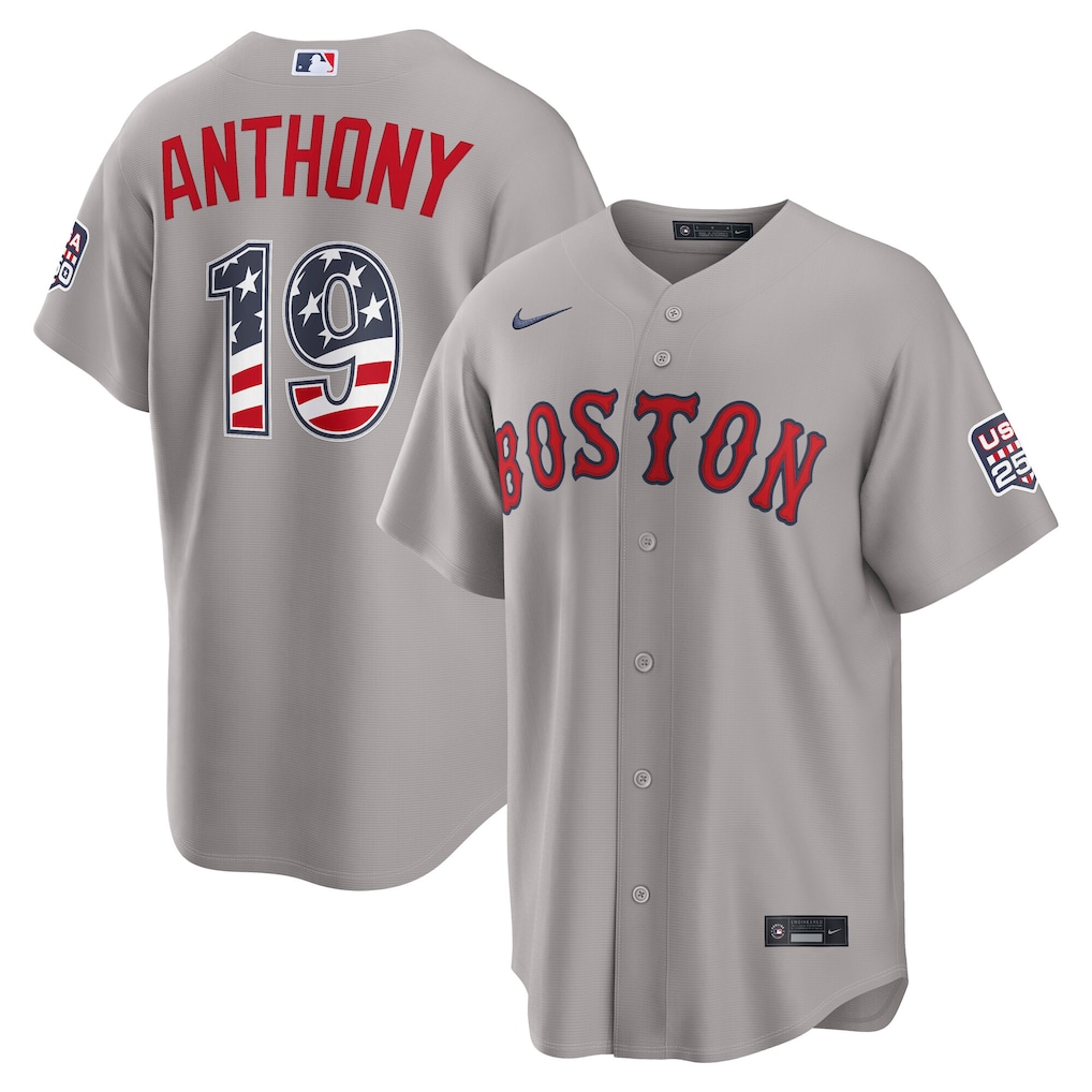 Men's Boston Red Sox Roman Anthony Nike Gray USA 250 Fourth of July Road Stadium Jersey - Ujersey