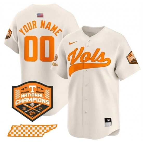 Men's Tennessee Volunteers Active Player Custom Cream 2024 Champions Vapor Limited Stitched Jersey - Ujersey