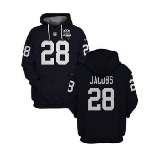 Men's Las Vegas Raiders #28 Josh Jacobs 2021 Inaugural Patch Black Pullover Football Hoodie - Ujersey