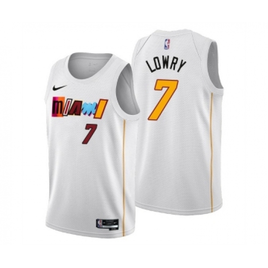 Men's Miami Heat #7 Kyle Lowry 2022-23 White City Edition Stitched Jersey - Ujersey