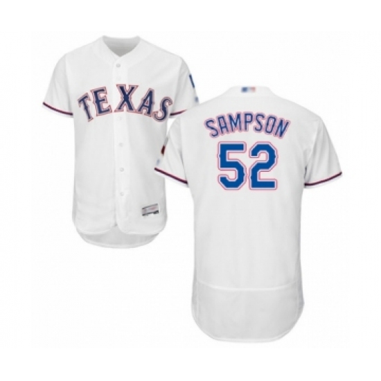 Men's Texas Rangers #52 Adrian Sampson White Home Flex Base Authentic Collection Baseball Player Jersey - Ujersey