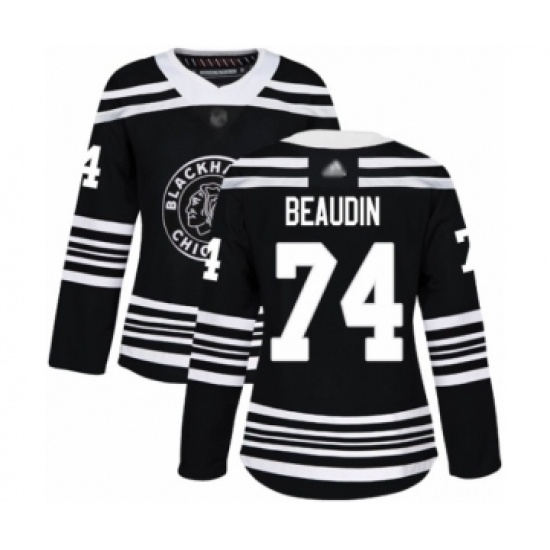 Women's Chicago Blackhawks #74 Nicolas Beaudin Authentic Black Alternate Hockey Jersey - Ujersey