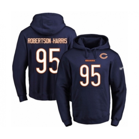 Football Men's Chicago Bears #95 Roy Robertson-Harris Navy Blue Name & Number Pullover Hoodie - Ujersey