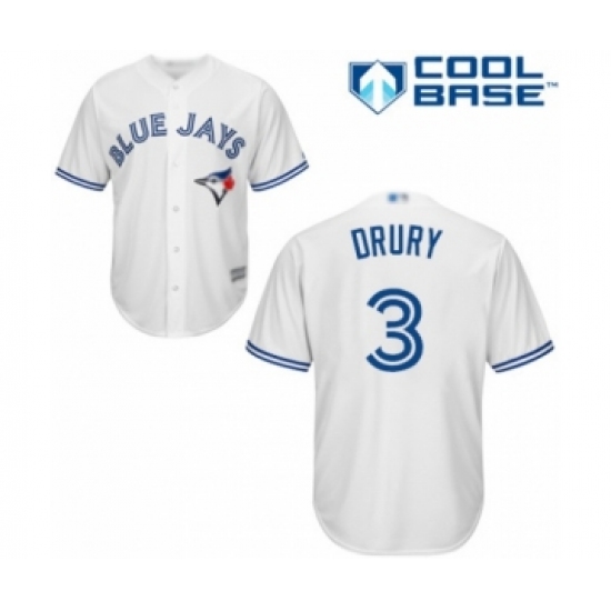 Youth Toronto Blue Jays #3 Brandon Drury Authentic White Home Baseball Player Jersey - Ujersey