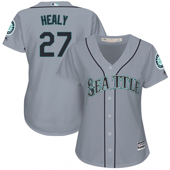 Women's Majestic Seattle Mariners #27 Ryon Healy Authentic Grey Road Cool Base MLB Jersey - Ujersey
