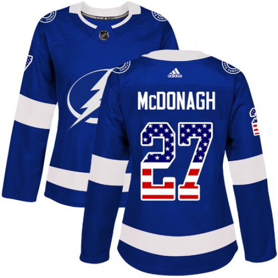 Women's Adidas Tampa Bay Lightning #27 Ryan McDonagh Authentic Blue USA Flag Fashion NHL Jersey - Ujersey